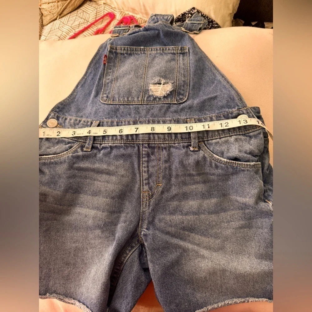 Levi's Little Girls Overalls Shorts Size 10 Shortall Jean Denim Blue Medium Wash